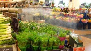 Máy phun sương làm mát và tạo ẩm cho cửa hàng rau củ quả